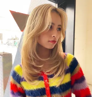 ミディアム 韓国✖️網紅🖤 パーマYURIYAのヘアスタイル