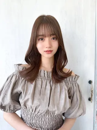 セミロング カラー 顔周り/くびれヘア 韓国ヘア💕風間るなのヘアスタイル