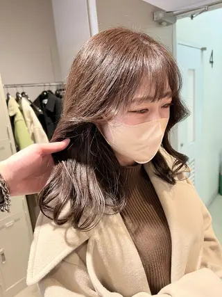 セミロング カラー パーマ ヘアアレンジ メンズ キッズ ネイル マツエク・マツパ アイブロウ 上品＆韓国風 🥀海心🥀のヘアスタイル