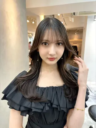 ロング カラー ミディアムレイヤー 添田晃基のヘアスタイル