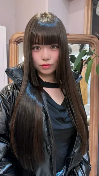 ロング カラー 縮毛矯正/暖色カラー ピンクベージュのヘアスタイル