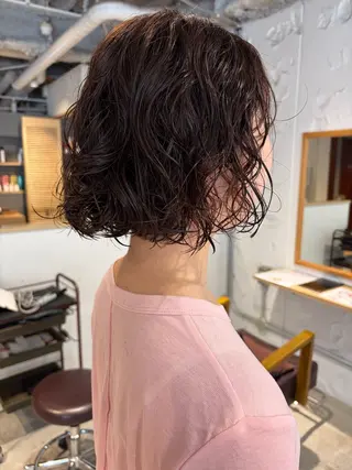 ミディアム カラー パーマ レイヤー×初 パーマ|hinakoのヘアスタイル