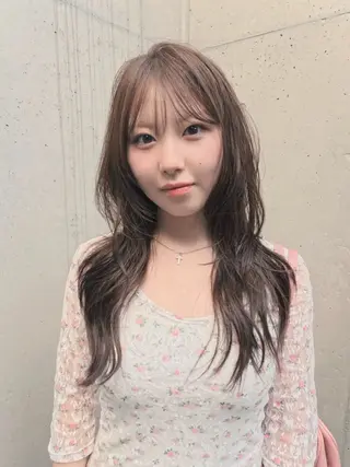 セミロング カラー 韓国レイヤー/透明感 カラー/RIN🎀のヘアスタイル
