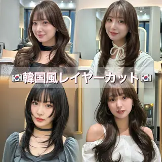 セミロング 縮毛矯正 髪質改善 韓国風レイヤー 吉田のヘアスタイル