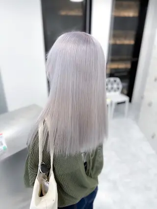 セミロング カラー ダメージレスブリーチ ×美髪矯正【滝太】のヘアスタイル