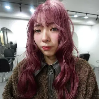 セミロング 【ピンク/ラベンダー 】mao🐩💜のヘアスタイル