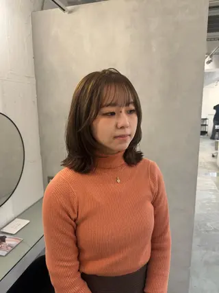 セミロング 新宿/顔周りカット +レイヤー＝しずく♩のヘアスタイル