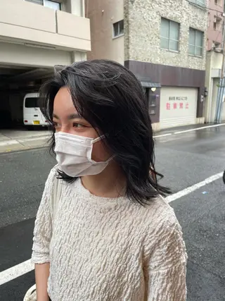 ミディアム カラー やまさきえりこ ニュアンスパーマのヘアスタイル