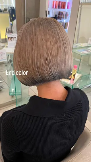 ミディアム カラー 似合わせカット暖色 カラーhiyonaのヘアスタイル