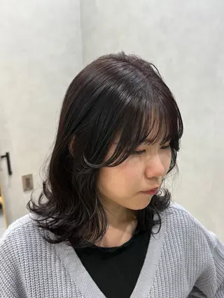ミディアム 透明感カラー/パーマ 🌀アオノのヘアスタイル
