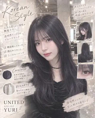 カラー 🖤レイヤーカット｜ 艶髪｜韓国styleのヘアスタイル