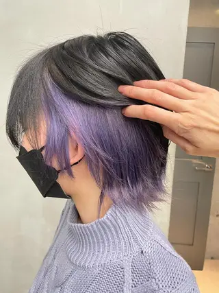ショート カラー インナーカラー 推し ブリーチ 髪質改善のヘアスタイル