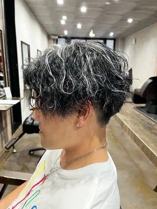 ミディアム カラー パーマ メンズ メンズカット パーマ/稲葉のヘアスタイル