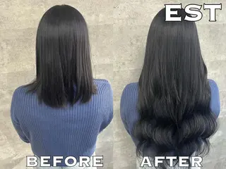 ロング メンズ ヘアアレンジ カラー 外れにくいエク💚 EST梅田TAKIのヘアスタイル