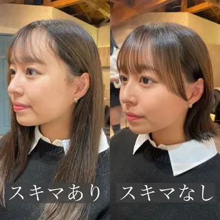セミロング カラー 顔周りカット 【オノザワリョウ】のヘアスタイル