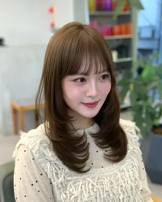 セミロング 🎀韓国風顔周り× 透明感/梅田/アリサのヘアスタイル