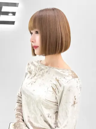 ショート カラー ヘアアレンジ 縮毛矯正🤍 盛れるボブ/ひかりのヘアスタイル