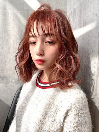 ミディアム カラー パーマ メンズ縮毛矯正 細谷碧海のヘアスタイル