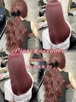 ロング カラー Rin♡透明感ピンク 🎀白肌ラベンダーのヘアスタイル