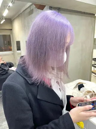 ミディアム カラー ハッシュカット/ハイ トーン/HIROKIのヘアスタイル