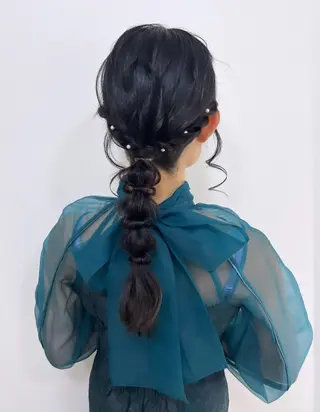 セミロング ヘアアレンジ 大羅 海比のヘアスタイル