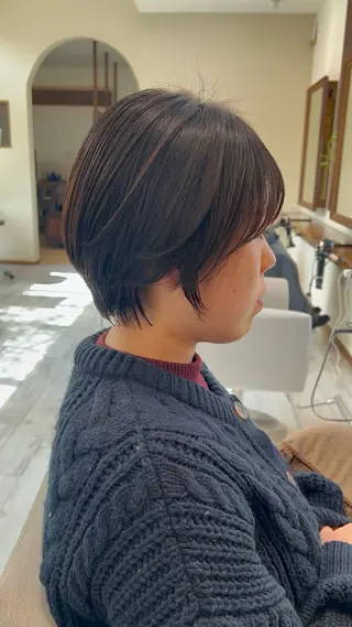 ショート むらたナチュラルパー マ🌀透明感カラーのヘアスタイル