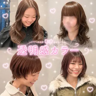 ミディアム カラー 顔周り/ガーリー /ヘアメ/あつはのヘアスタイル