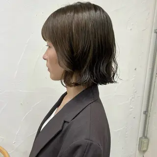 ミディアム カラー パーマ akane/オリーブ /ボブパーマのヘアスタイル