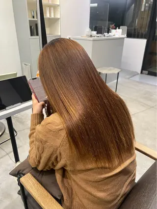ロング パーマ 🍒モテ暖色カラー × うる艶✧ ゆなのヘアスタイル