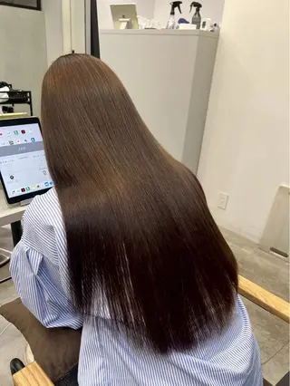 ロング パーマ 🍒モテ暖色カラー × うる艶✧ ゆなのヘアスタイル
