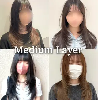 ミディアム カラー 新宿/レイヤー特化 韓国ヘア/海外ヘアのヘアスタイル