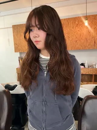 ロング パーマ 暖色/パーマ 🌼クニトウメイのヘアスタイル