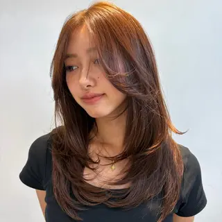 ロング カラー ハッシュカット/レイ ヤー/🌟チャンのヘアスタイル