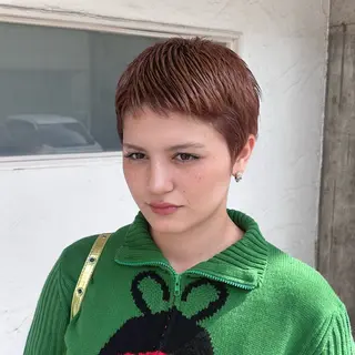 ショート カラー 透明感カラー 髪質 改善 Wカラー原心愛のヘアスタイル