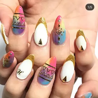 ネイル 渋谷／チップ長さ出し 👑アプレgel-xのネイルデザイン