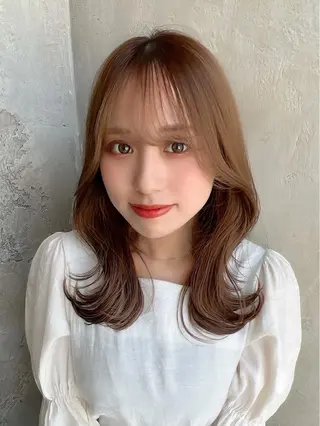 セミロング カラー 🧡くびれヘア/前髪 顔周り🧡久原結衣のヘアスタイル