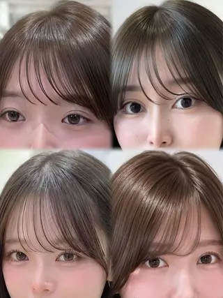 ロング 表参道小顔カット前髪 割れ改善クロスパーマのヘアスタイル