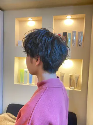 ミディアム パーマ メンズ 【明大前フェード/ メンズパーマ/岳】のヘアスタイル