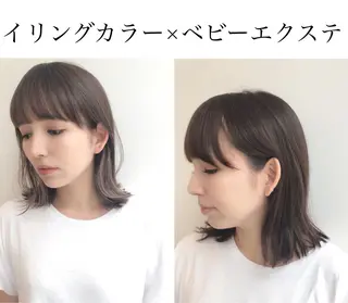 ミディアム カラー エクステ/レイヤー 落合/心斎橋のヘアスタイル