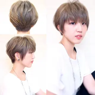 ショート カラー 🌹ハッシュカット、 レイヤー韓国ヘア🌹のヘアスタイル