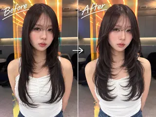 ミディアム ✨縮毛矯正✨レイヤー ホウダカズヒロのヘアスタイル