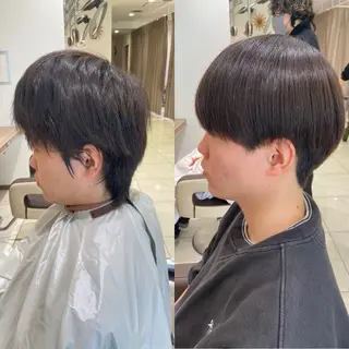 ショート パーマ メンズ 曲がる縮毛矯正 /ハイライト/土屋丈のヘアスタイル