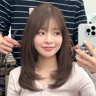 ミディアム カラー 顔周り✂️透明感 レイヤー/みっきーのヘアスタイル