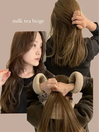 ロング カラー 落合希 Olivebeigeのヘアスタイル