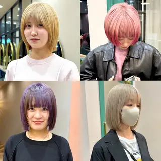 ショート カラー 艶ブリーチカラー✨ ボブレイヤーSakiのヘアスタイル