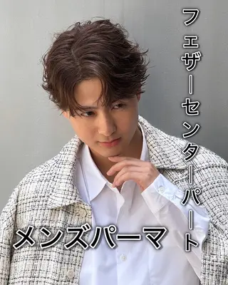 ミディアム パーマ メンズ メンズ縮毛矯正 細谷碧海のヘアスタイル