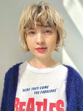 ショート カラー 森貴裕/ニュアンス パーマ/オリーブのヘアスタイル