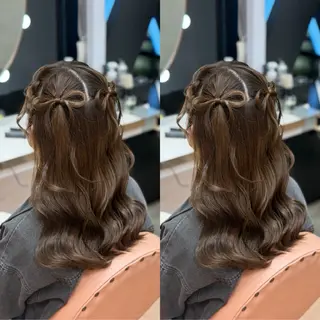 セミロング ヘアアレンジ 梅田茶屋町ヘアセット 🎀RIONA🎀のヘアスタイル