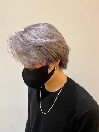 ショート カラー メンズ ショート/ウルフ ハイトーン/カイセイのヘアスタイル