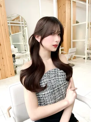 セミロング カラー 🇰🇷韓国風くびれ ヘア🇰🇷中村優大のヘアスタイル